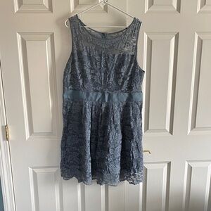 BB Dakota Dusty Blue Lace Fit-and-Flare Dress